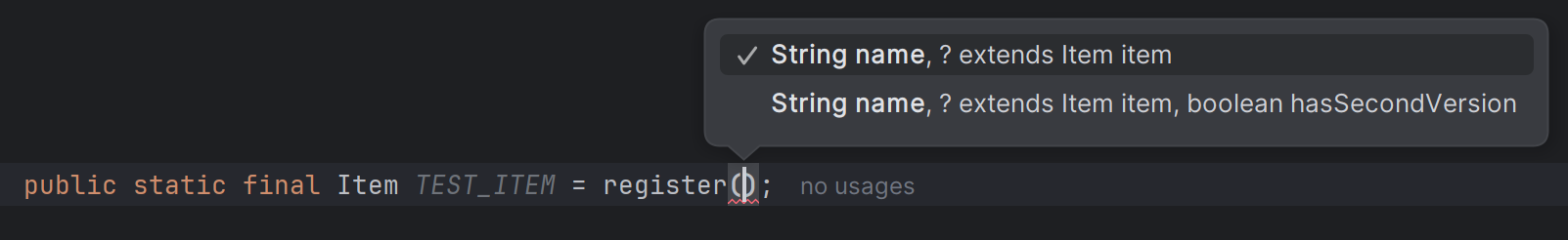 Displaying method parameters